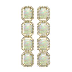 12.99 ctw Opal & Diamond Micro Pave Halo Earrings 10K Yellow Gold