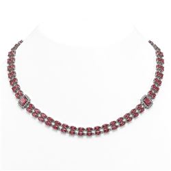 57.1 ctw Tourmaline & Diamond Necklace 14K White Gold