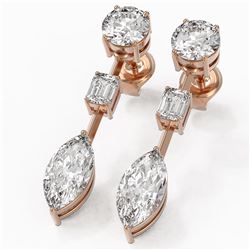 3.5 ctw Marquise Cut Diamond Designer Earrings 18K Rose Gold