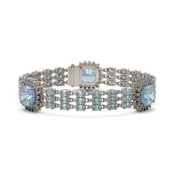 38.62 ctw Sky Topaz & Diamond Bracelet 14K White Gold