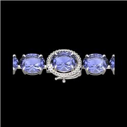75 ctw Tanzanite & Micro Pave Diamond Bracelet 14K White Gold