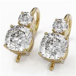1.8 ctw Cushion Cut Diamond Designer Earrings 18K Yellow Gold