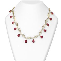 44.99 ctw Ruby & Diamond Necklace 18K Yellow Gold