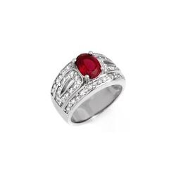 2.54 ctw Rubellite & Diamond Ring 18K White Gold