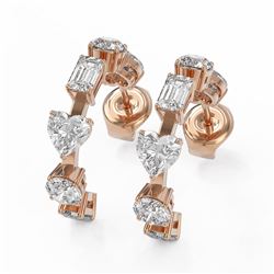 4.2 ctw Mix Cut Diamonds Designer Earrings 18K Rose Gold