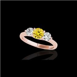 2 ctw SI/I Fancy Intense Yellow Diamond 3 Stone Ring 10K Rose Gold