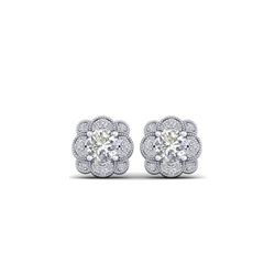 1.5 ctw Certified VS/SI Diamond Art Deco Stud Earrings 14K White Gold