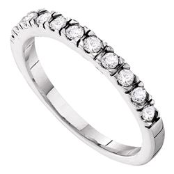 14kt White Gold Round Diamond Slender 3mm Wedding Band 1/3 Cttw
