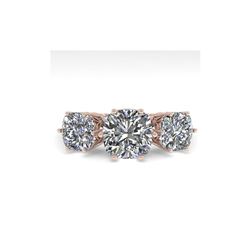2.0 ctw Past Present Future VS/SI Cushion Diamond Ring 18K Rose Gold