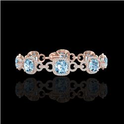 30 ctw TOPAZ & Micro VS/SI Diamond Certified Bracelet 14K Rose Gold