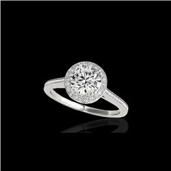1.55 ctw Certified Diamond Solitaire Halo Ring 10K White Gold