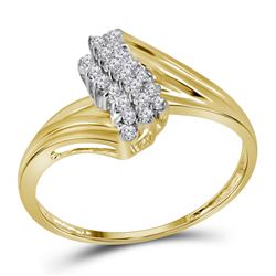 10kt Yellow Gold Round Prong-set Diamond Contoured Cluster Ring 1/6 Cttw