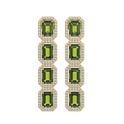 12.41 ctw Tourmaline & Diamond Micro Pave Halo Earrings 10K Yellow Gold