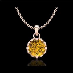 0.85 ctw Intense Fancy Yellow Diamond Art Deco Necklace 18K Rose Gold
