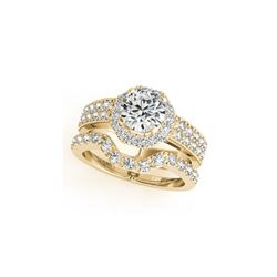 1.4 ctw Certified VS/SI Diamond 2pc Wedding Set Halo 14K Yellow Gold