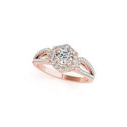 0.9 ctw Certified VS/SI Diamond Halo Ring 18K Rose Gold
