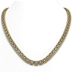 28.67 ctw Princess Cut Diamond Micro Pave Necklace 18K Yellow Gold