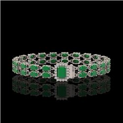 19.07 ctw Emerald & Diamond Bracelet 14K White Gold