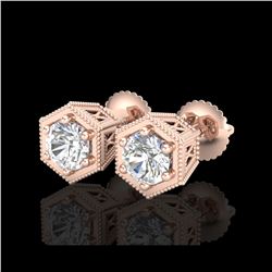 1.15 ctw VS/SI Diamond Solitaire Art Deco Stud Earrings 18K Rose Gold