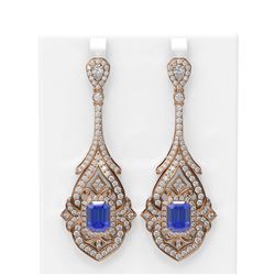 18.51 ctw Tanzanite & Diamond Earrings 18K Rose Gold