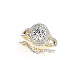2.22 ctw Certified VS/SI Diamond 2pc Wedding Set Halo 14K Yellow Gold