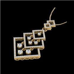 1.50 ctw Micro Pave VS/SI Diamond Necklace Dangling 14K Yellow Gold