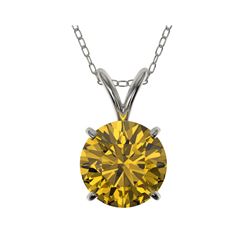 1.50 ctw Certified Intense Yellow Diamond Necklace 10K White Gold