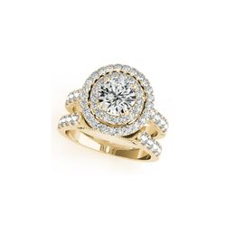 2.67 ctw Certified VS/SI Diamond 2pc Wedding Set Halo 14K Yellow Gold