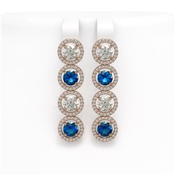 6.25 ctw Blue & Diamond Micro Pave Earrings 18K Rose Gold