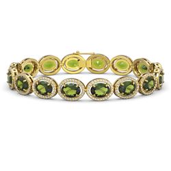 23.6 ctw Tourmaline & Diamond Micro Pave Halo Bracelet 10K Yellow Gold