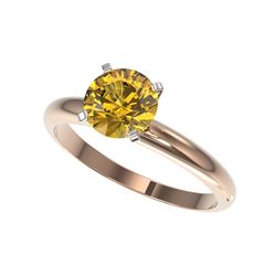1.50 ctw Certified Intense Yellow Diamond Solitaire Ring 10K Rose Gold