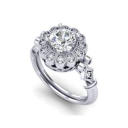 1.2 ctw VS/SI Diamond Solitaire Art Deco Ring 18K White Gold