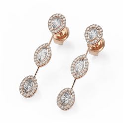 2.37 ctw Mix Cut Diamonds Designer Earrings 18K Rose Gold
