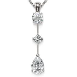 1.16 ctw Pear Cut Diamond Designer Necklace 18K White Gold
