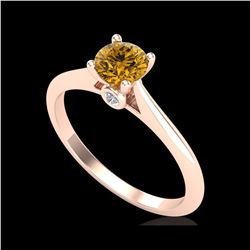 0.56 ctw Intense Fancy Yellow Diamond Art Deco Ring 18K Rose Gold
