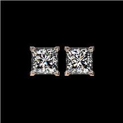 2.50 ctw VS/SI Quality Princess Diamond Stud Earrings 10K Rose Gold