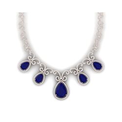 38.42 ctw Sapphire & VS Diamond Necklace 18K Rose Gold