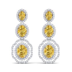 15.65 ctw Canary Citrine & VS Diamond Earrings 18K White Gold