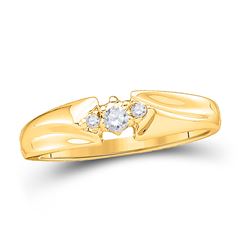 14kt Yellow Gold Round Diamond 3-stone Promise Bridal Ring 1/10 Cttw