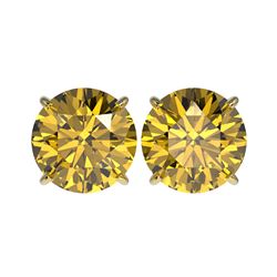 5 ctw Certified Intense Yellow Diamond Stud Earrings 10K Yellow Gold