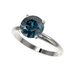 2.50 ctw Certified Intense Blue Diamond Engagement Ring 10K White Gold