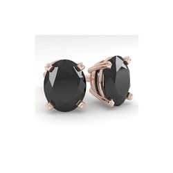 10 ctw Oval Black Diamond Stud Designer Earrings 18K Rose Gold