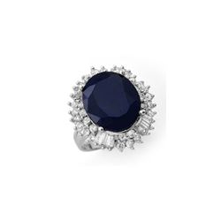 16.66 ctw Blue Sapphire & Diamond Ring 18K White Gold