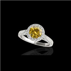 2.15 ctw Certified SI/I Fancy Intense Yellow Diamond Ring 10K White Gold