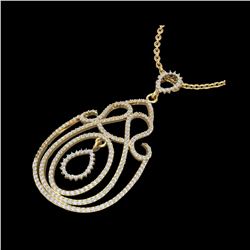 2 ctw Micro Pave Designer VS/SI Diamond Necklace 14K Yellow Gold