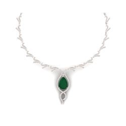 23.43 ctw Emerald & VS Diamond Necklace 18K Rose Gold