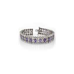 17.50 ctw Tanzanite & Diamond Bracelet 14K White Gold