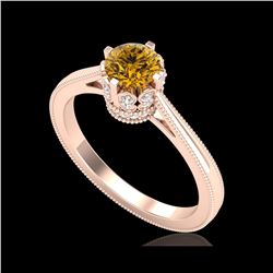 0.81 ctw Intense Fancy Yellow Diamond Art Deco Ring 18K Rose Gold