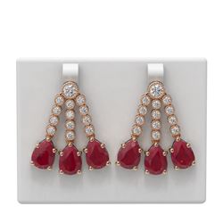 24.6 ctw Ruby & Diamond Earrings 18K Rose Gold