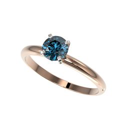 .75 ctw Certified Intense Blue Diamond Engagement Ring 10K Rose Gold